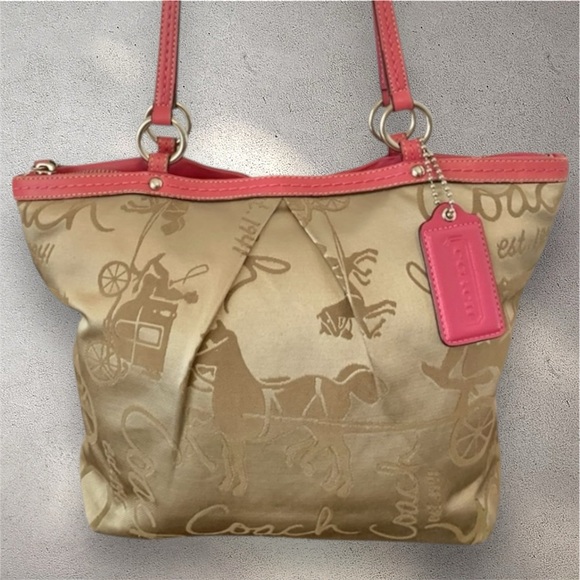 Coach Horse & Carriage Pleated Tote Shoulder Bag 2009 #F14482 - Picture 1 of 11